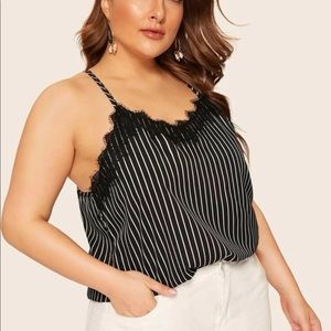 Pinstripe lace cami
